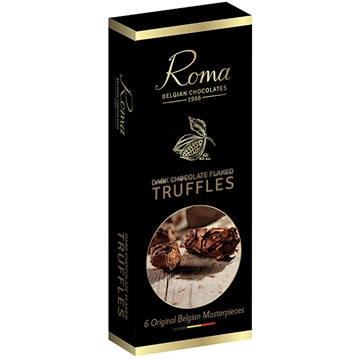 Chokoladetrøfler med flager af mørk chokolade